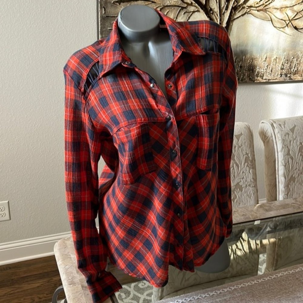Free People Button Down Plaid Shirt